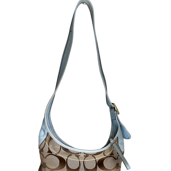 Coach Signature Brown and Blue Shoulder Bag - Picture 5 of 8
